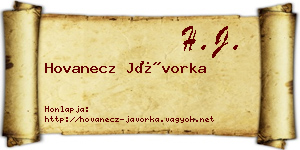 Hovanecz Jávorka névjegykártya